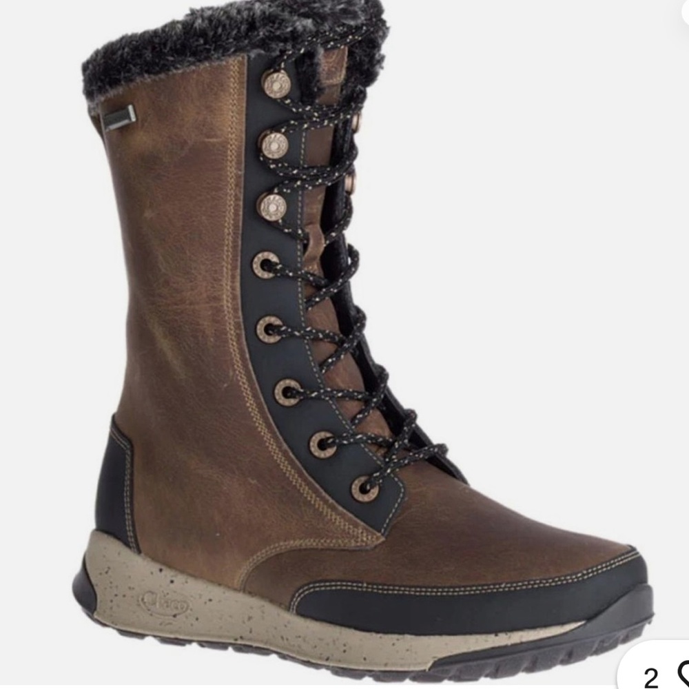 Chaco Borealis Tall Waterproof Fossil Brown Lace Up Boots, Size 9